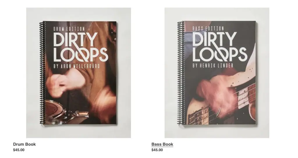 Bisnis merchandise Dirty Loops yang mencakup buku musik transkrip lagunya sendiri.